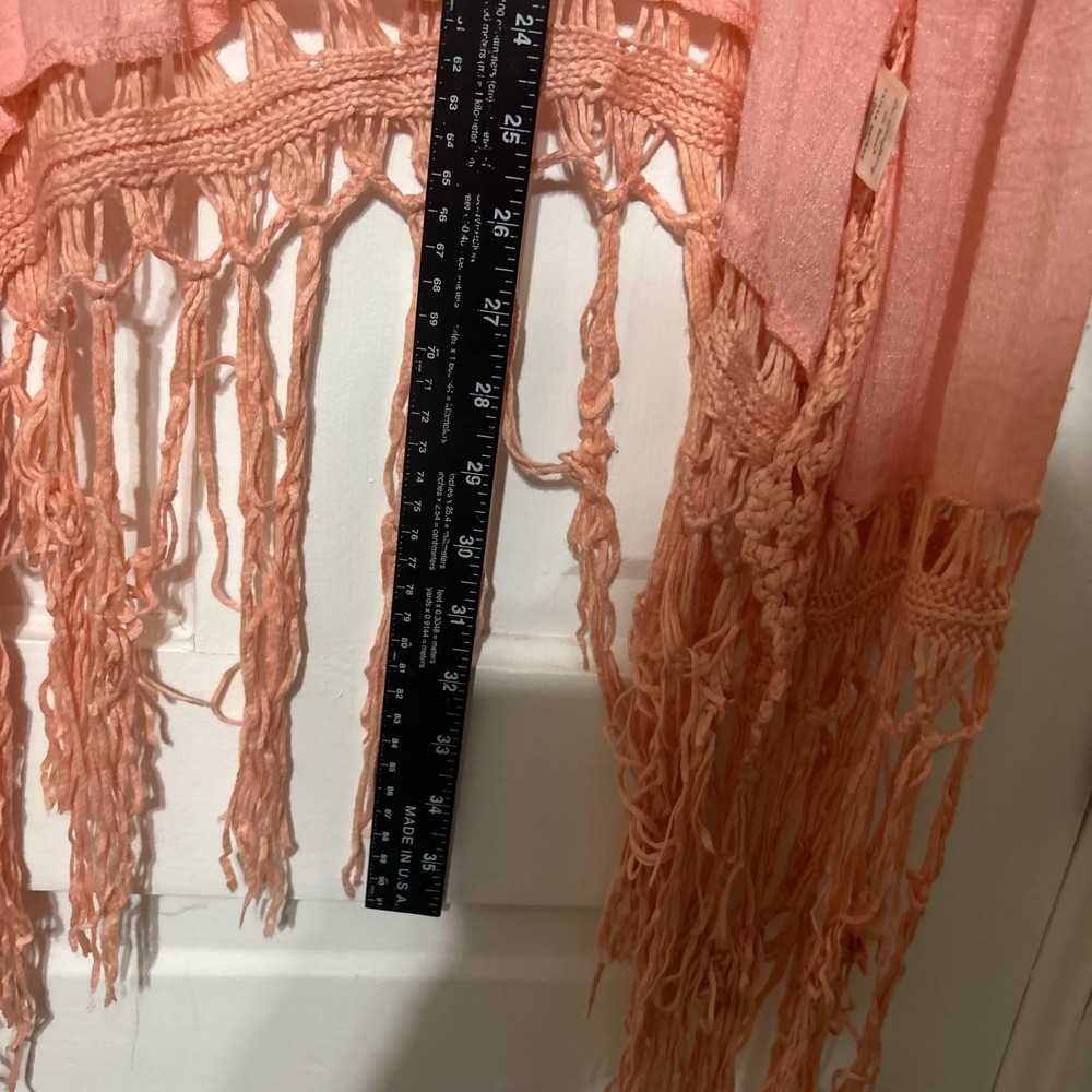 Do everything in love Peach Crochet Fringe Cardigan - Picture 5 of 9